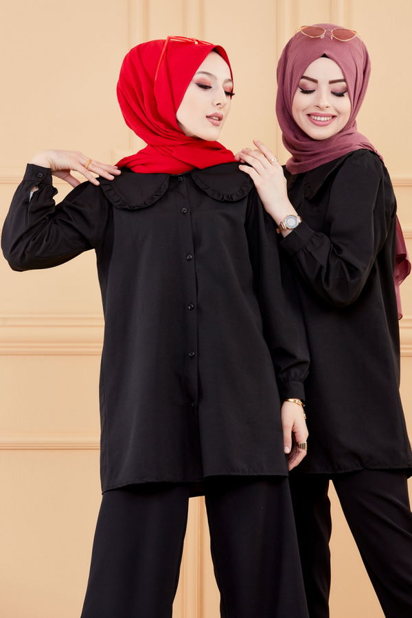 Düz Orta Kadın Siyah TUNIK - 3507 SİYAH