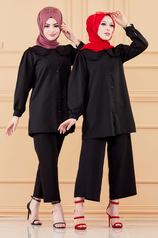 Düz Orta Kadın Siyah TUNIK - 3507 SİYAH