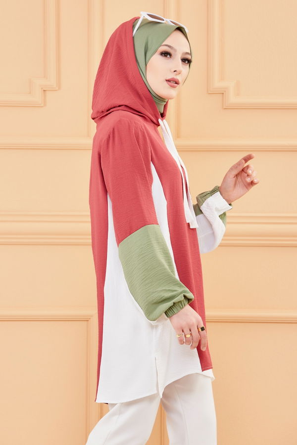 Düz Orta Kadın Pembe KAPSONLU TUNIK - 20013