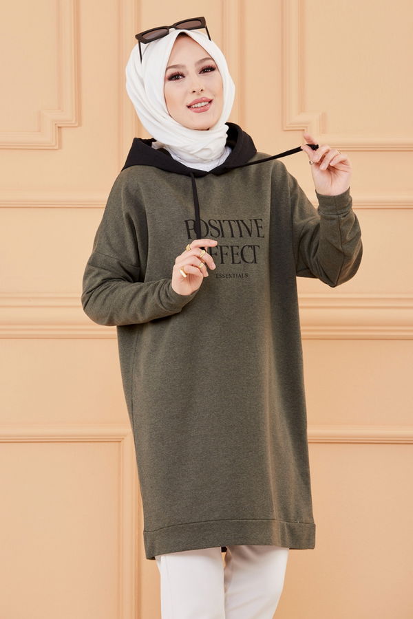 Düz Orta Kadın Haki TUNIK - 3403 HAKİ