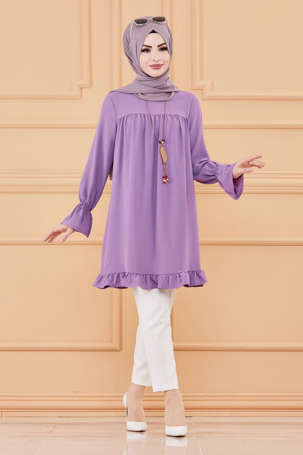 Düz Orta Kadın Lila TUNIK - 20023 LİLA