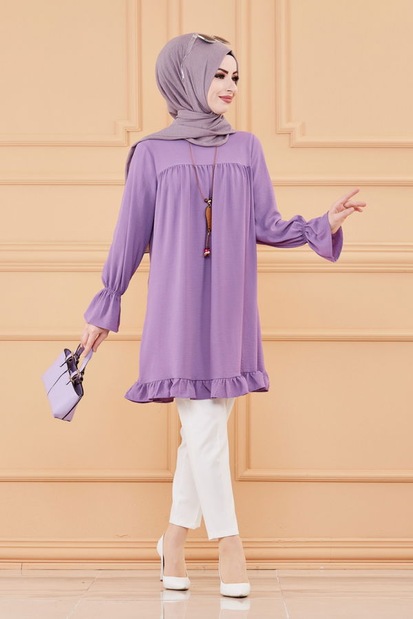 Düz Orta Kadın Lila TUNIK - 20023 LİLA
