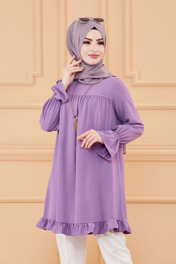 Düz Orta Kadın Lila TUNIK - 20023 LİLA