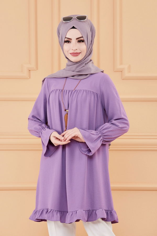Düz Orta Kadın Lila TUNIK - 20023 LİLA