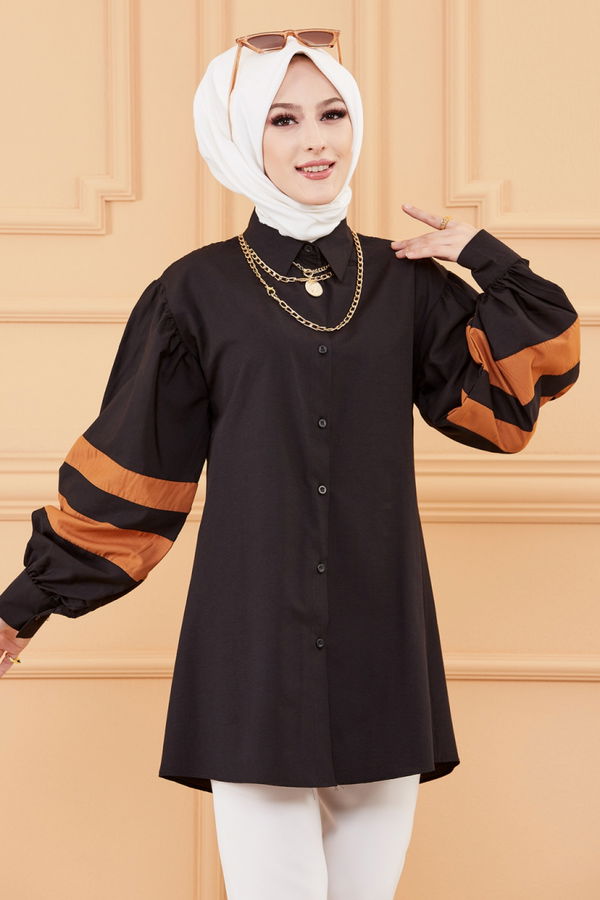 Düz Orta Kadın Siyah Tunık - 8693