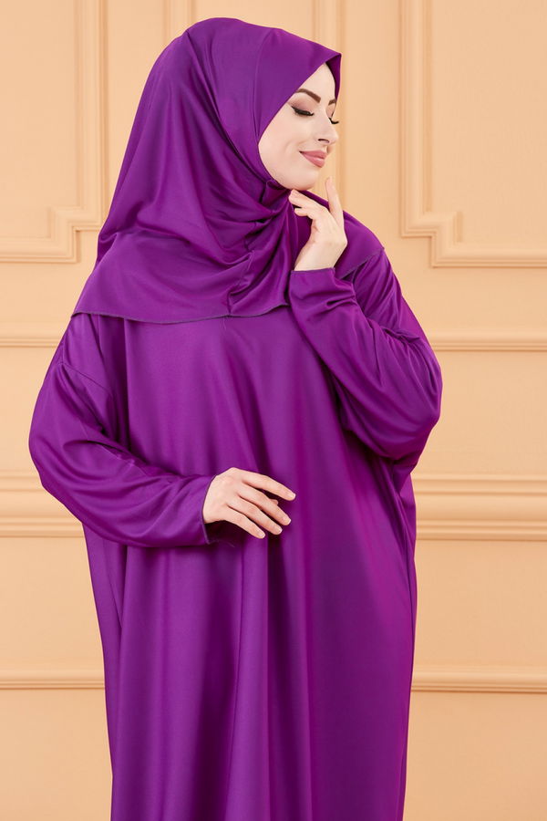 Düz Orta Kadın Mor NAMAZ ELBISESI - 20166 MOR