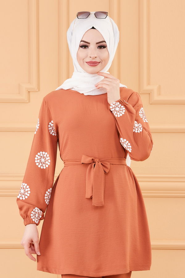Düz Orta Kadın Taba TUNIK PANTOLON - 20172 TABA