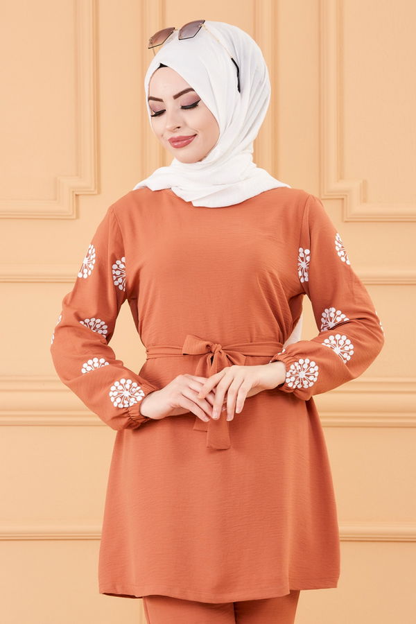 Düz Orta Kadın Taba TUNIK PANTOLON - 20172 TABA