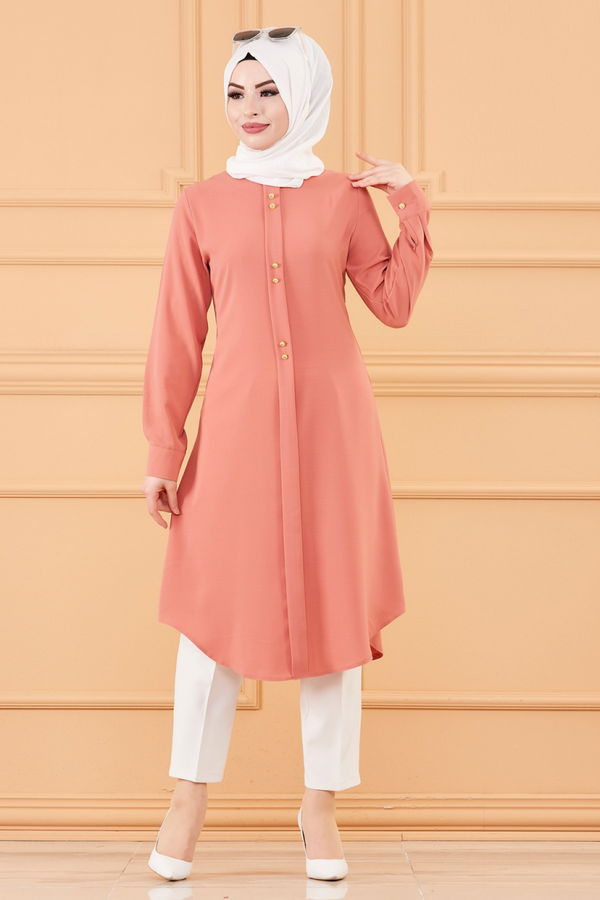 Düz Orta Kadın Pembe TUNIK - 8764 PEMBE