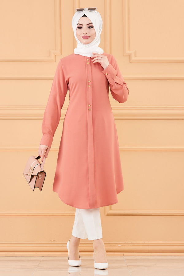 Düz Orta Kadın Pembe TUNIK - 8764 PEMBE