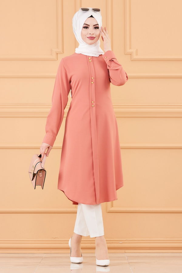Düz Orta Kadın Pembe TUNIK - 8764 PEMBE