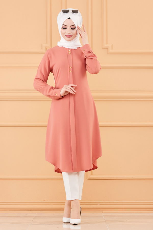 Düz Orta Kadın Pembe TUNIK - 8764 PEMBE