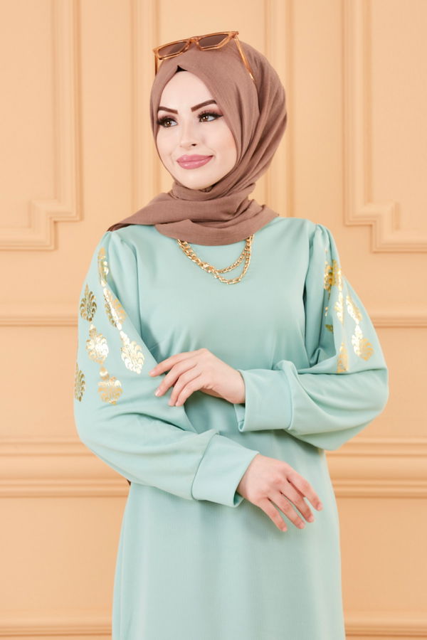 Düz Bisiklet Yaka Kadın Yeşil TUNIK - 3646 YEŞİL