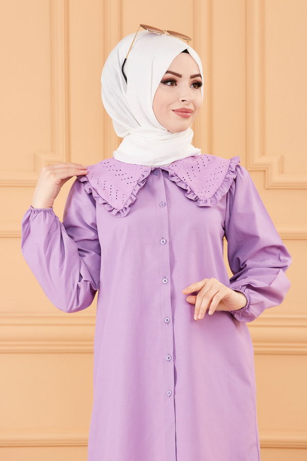 Düz Bahriye Kadın Lila TUNIK - 3565 LİLA