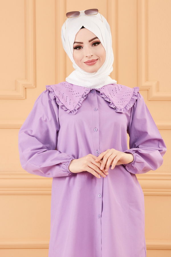 Düz Bahriye Kadın Lila TUNIK - 3565 LİLA