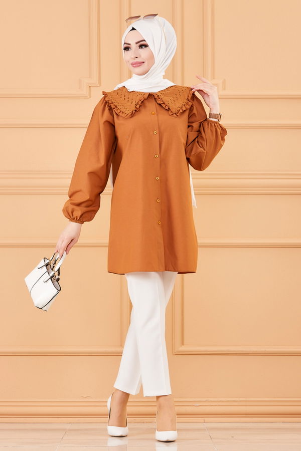 Düz Bahriye Kadın Taba TUNIK - 3565