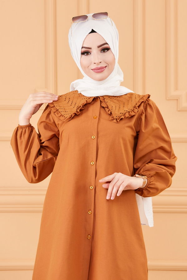 Düz Bahriye Kadın Taba TUNIK - 3565