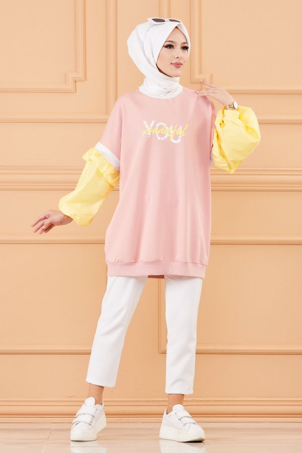 Düz Orta Kadın Pembe TUNIK - 20375