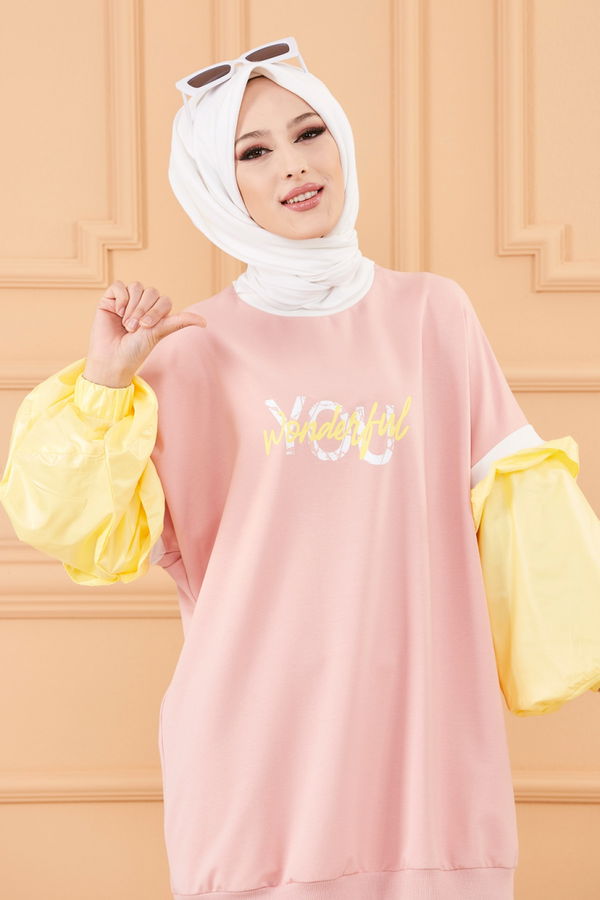 Düz Orta Kadın Pembe TUNIK - 20375