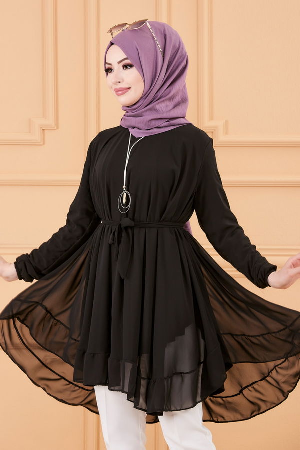 Düz Orta Kadın Siyah TUNIK - 20389