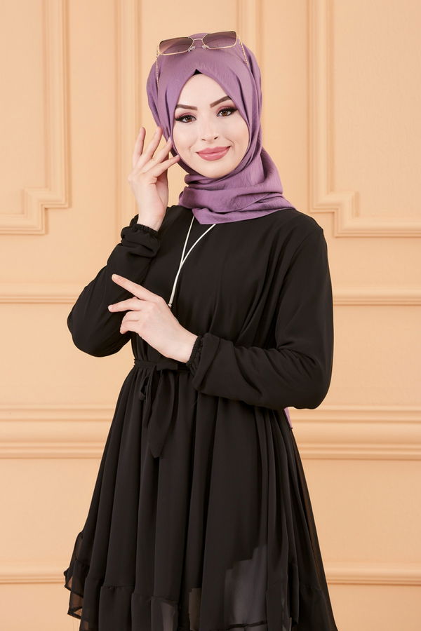 Düz Orta Kadın Siyah TUNIK - 20389