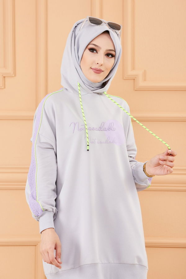 Düz Orta Kadın Gri TUNIK - 20377
