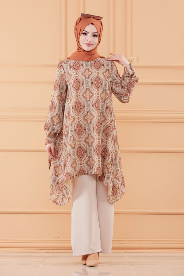 Düz Orta Kadın Kiremit TUNIK PANTOLON - 20550 KİREMİT