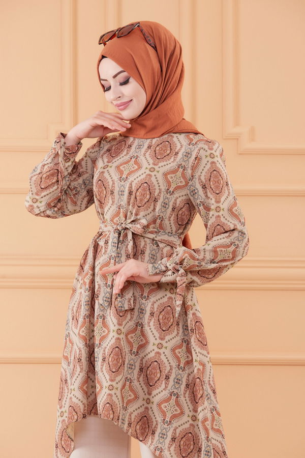 Düz Orta Kadın Kiremit TUNIK PANTOLON - 20550 KİREMİT