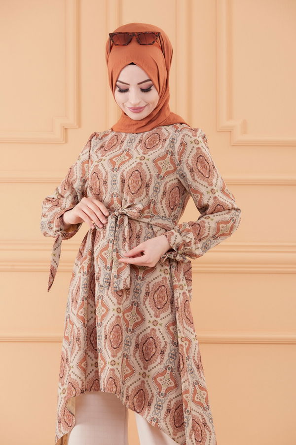 Düz Orta Kadın Kiremit TUNIK PANTOLON - 20550 KİREMİT
