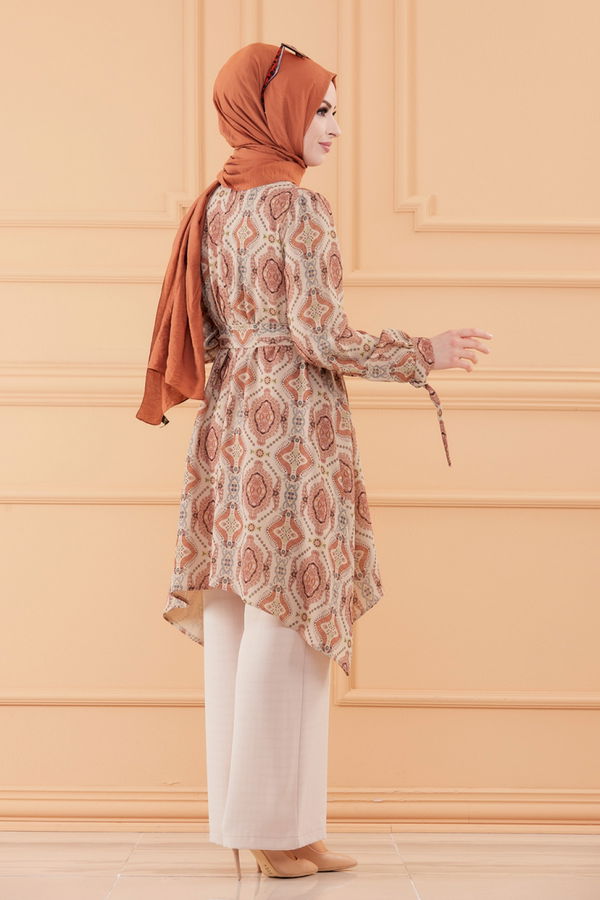 Düz Orta Kadın Kiremit TUNIK PANTOLON - 20550 KİREMİT