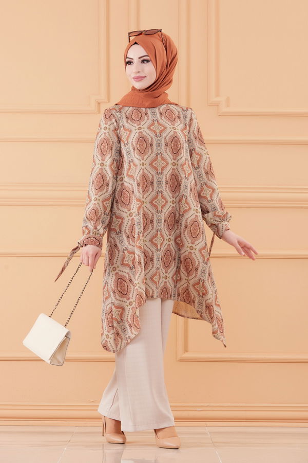 Düz Orta Kadın Kiremit TUNIK PANTOLON - 20550 KİREMİT