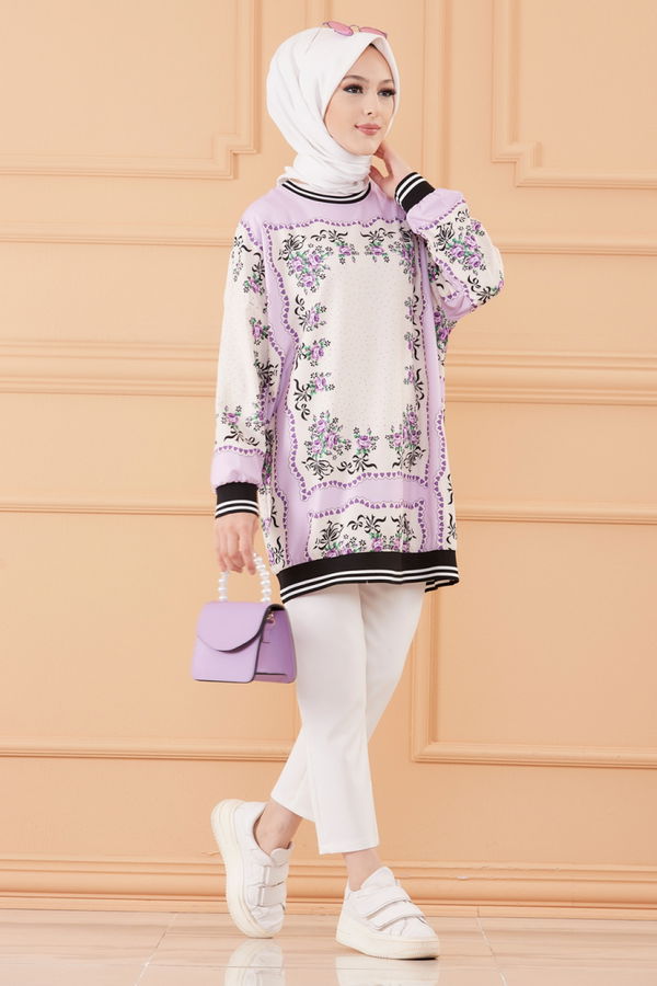 Düz Orta Kadın Lila TUNIK - 20539