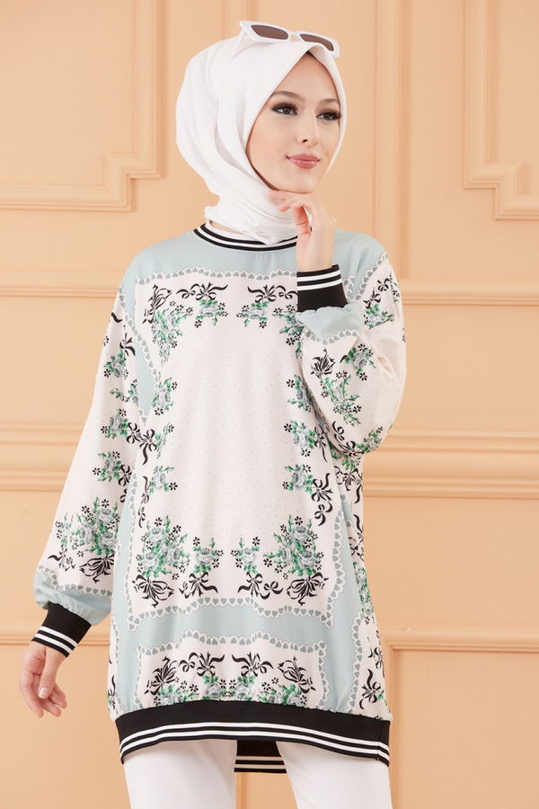 Düz Orta Kadın Yeşil TUNIK - 20539 YEŞİL