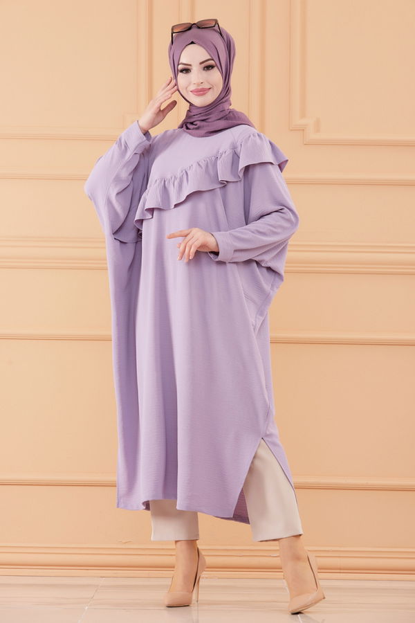 Düz Orta Kadın Lila TUNIK - 20540