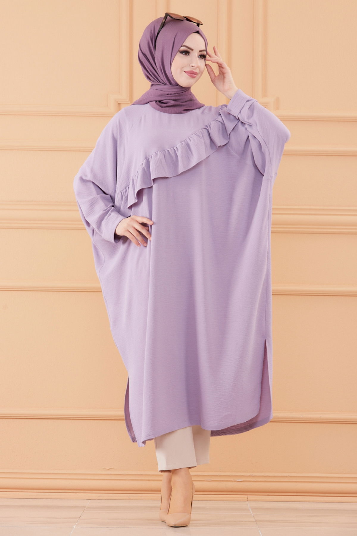 Düz Orta Kadın Lila TUNIK - 20540