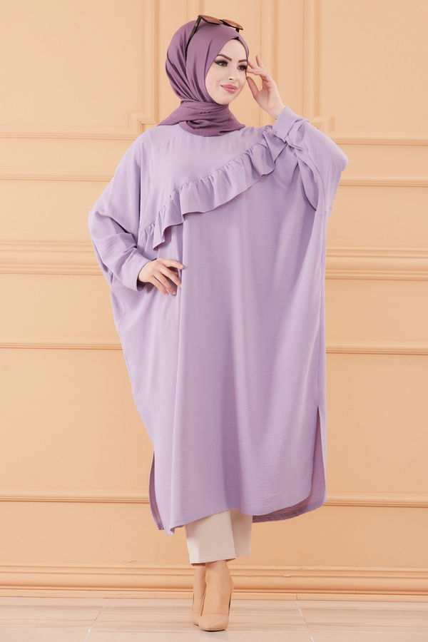 Düz Orta Kadın Lila TUNIK - 20540