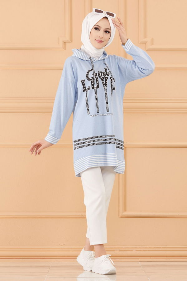 Düz Orta Kadın Mavi SWEAT - 8825 MAVİ