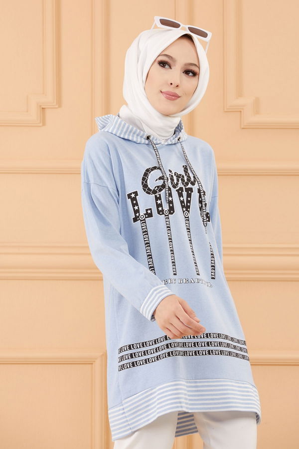 Düz Orta Kadın Mavi SWEAT - 8825 MAVİ