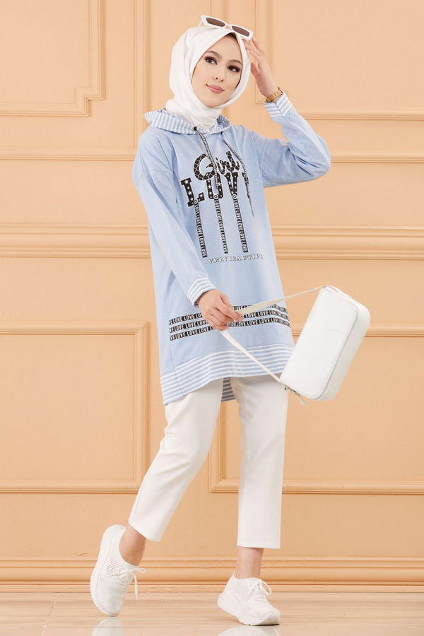 Düz Orta Kadın Mavi SWEAT - 8825 MAVİ