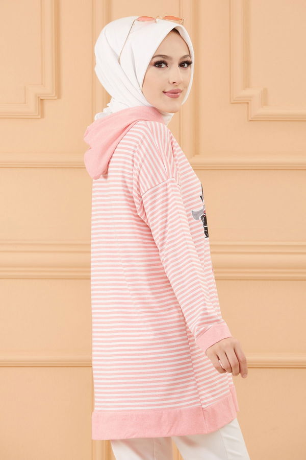 Düz Orta Kadın Pembe SWEAT - 8824