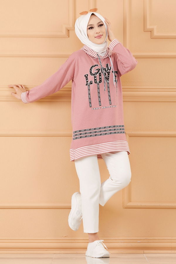 Düz Orta Kadın Pembe SWEAT - 8825 PEMBE