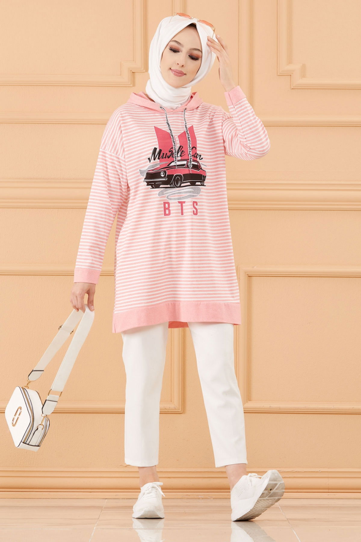 Düz Orta Kadın Pembe SWEAT - 8824