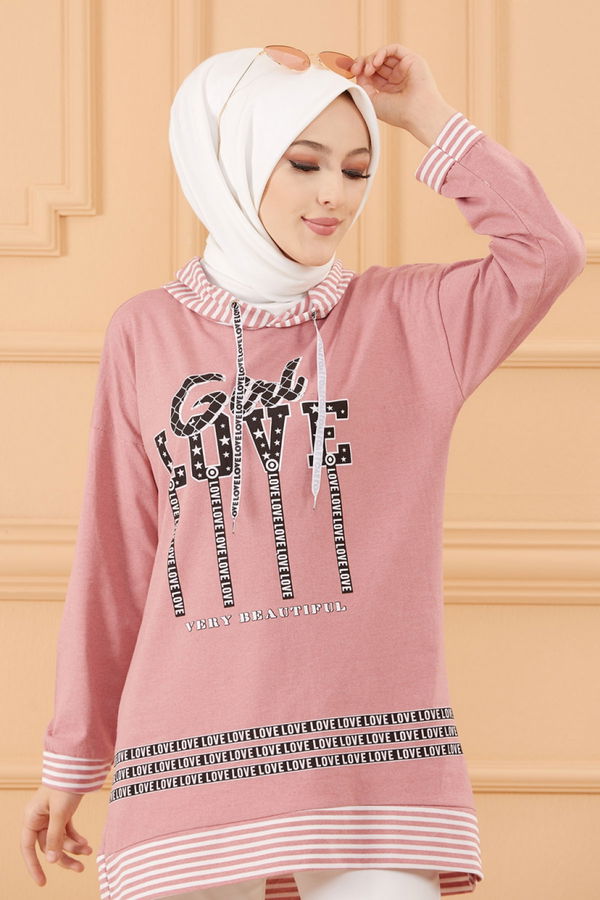 Düz Orta Kadın Pembe SWEAT - 8825 PEMBE