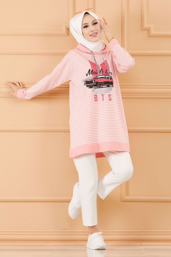 Düz Orta Kadın Pembe SWEAT - 8824