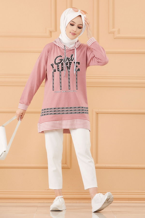 Düz Orta Kadın Pembe SWEAT - 8825 PEMBE