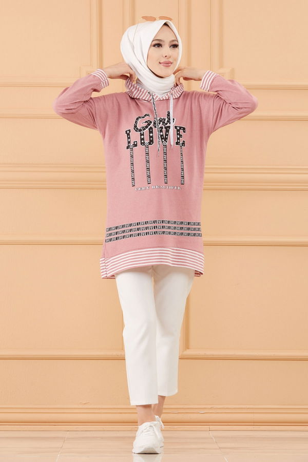 Düz Orta Kadın Pembe SWEAT - 8825 PEMBE
