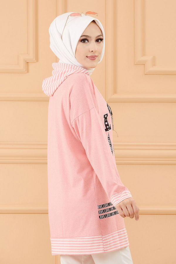 Düz Orta Kadın Pembe SWEAT - 8825