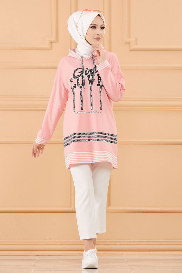 Düz Orta Kadın Pembe SWEAT - 8825