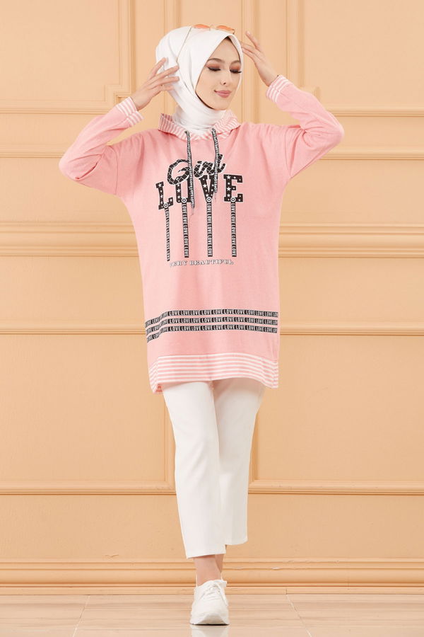 Düz Orta Kadın Pembe SWEAT - 8825