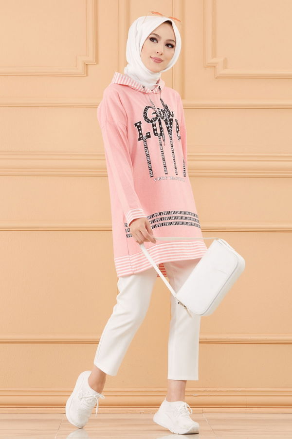 Düz Orta Kadın Pembe SWEAT - 8825